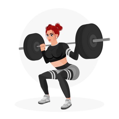 Spor salonunda spor yapan güzel bir kızın tasviri. Fitness kızı. Spor kızı..