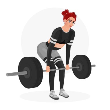 Spor salonunda spor yapan güzel bir kızın tasviri. Fitness kızı. Spor kızı..