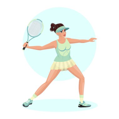 Tenis oynayan genç bir kızın tasviri. Spor kızı. Tenis.