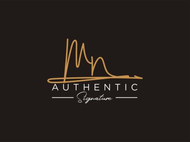 MN İmza Logo Şablonu Vektörü.