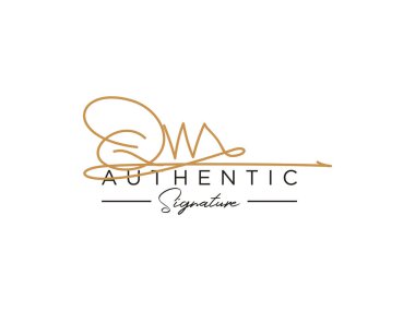 QW İmza Logo Şablonu Vektörü.