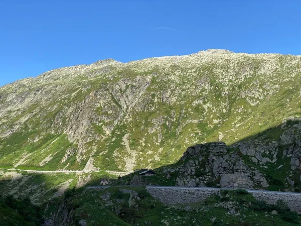 Atmosfera Verão Nas Altas Pastagens Alpinas Suíças Área Montanhosa Passo — Fotografia de Stock