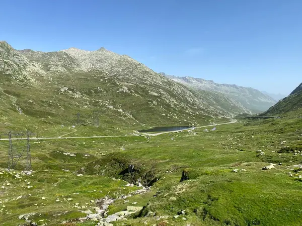 Nyári Hangulat Magas Alpesi Svájci Legelőkön Gotthard Hágó Gotthardpass Airolo — Stock Fotó