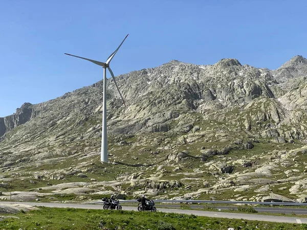 Gotthard Wind Farm Windpark Gotthard Alpine Mountainous Area Gotthard Pass — Stock Photo, Image
