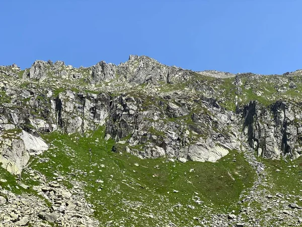 Sziklás Hegycsúcsok Poncione Fieud 2696 Fibbia 2738 Svájci Alpok Tömegében — Stock Fotó