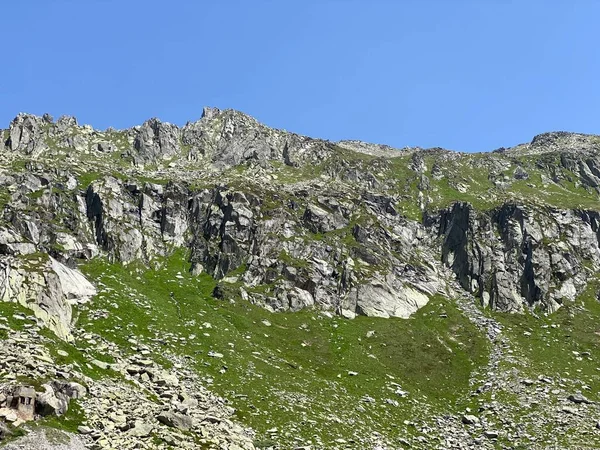 Klippiga Bergstoppar Poncione Fieud 2696 Och Fibbia 2738 Massivet Schweiziska — Stockfoto