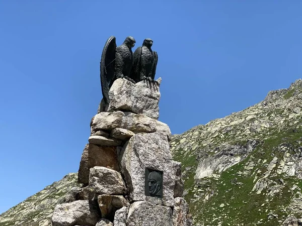 Monumento Águia Adler Denkmal Guex Denkmal Passe Gotthard Gotthardpass Nos — Fotografia de Stock