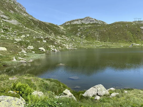 Summer Atmosphere Lago Dei Morti Lake Dead Totensee Swiss Alpine — Stock Photo, Image