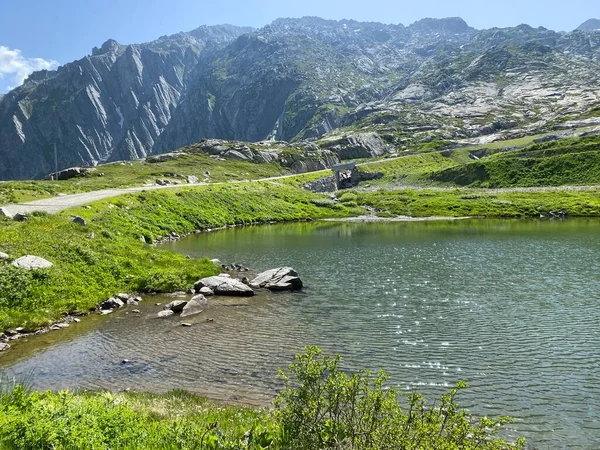 Letní Atmosféra Lago Dei Banchi Nebo Lake Banchi Švýcarské Vysokohorské — Stock fotografie