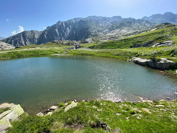 Summer Atmosphere Lago Dei Banchi Lake Banchi Swiss Alpine Area — Stock Photo, Image