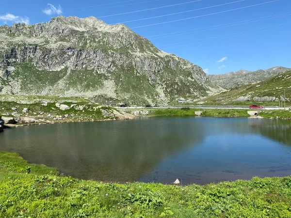 Atmosfera Verão Lago Dei Banchi Lago Banchi Área Alpina Suíça — Fotografia de Stock