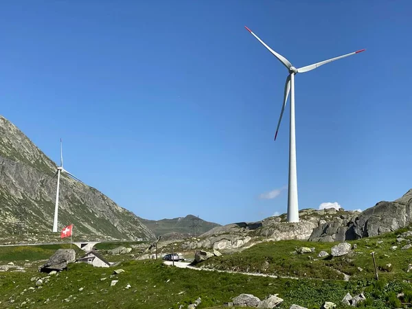 Wind turbine in mountains Stock Photos, Royalty Free Wind turbine in  mountains Images | Depositphotos