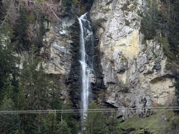 Wasserfall Petersbach Oder Petersbachfall Tal Des Schweizer Alpenflusses Vorderrhein Waltensburg — Stockfoto