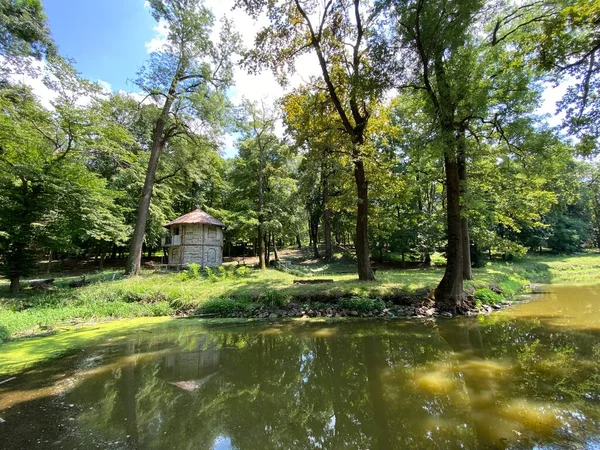 Ein Kleiner Künstlicher See Oder Teich Park Des Schlosses Der — Stockfoto