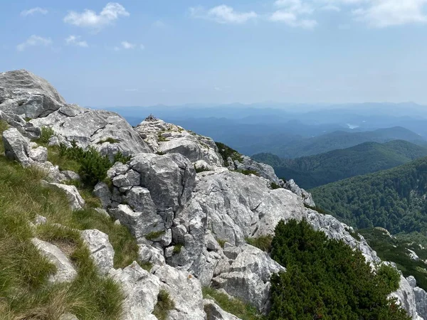 Υπέροχη Πανοραμική Θέα Από Την Κορυφή Της Veliki Risnjak Στο — Φωτογραφία Αρχείου