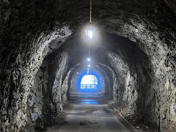 stock image Pedestrian-road tunnels by the reservoir lake Gigerwaldsee (Gigerwald Lake) in the UNESCO World Heritage Tectonic Arena Sardona (UNESCO-Welterbe Tektonikarena Sardona), Vaettis - Switzerland (Schweiz)