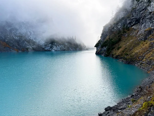 Umělé Jezero Gigerwaldsee Nebo Přehrada Gigerwald Lake Tektonické Aréně Unesco — Stock fotografie