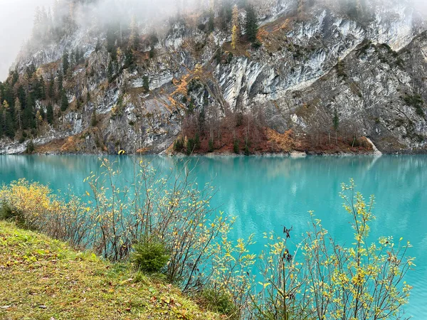 Künstlicher Gigerwaldsee Oder Stausee Gigerwaldsee Der Unesco Welterbe Tektonikarena Sardona — Stockfoto