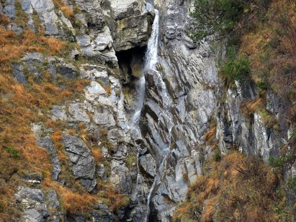 Namenlose Wasserfälle Und Kaskaden Calfeisental Und Der Unesco Welterbe Tektonikarena — Stockfoto