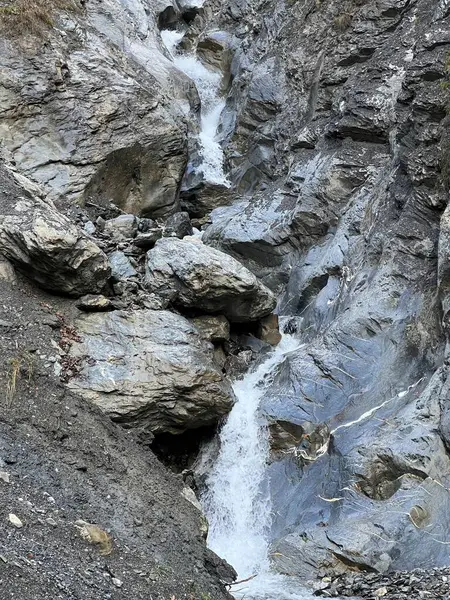 Водопады Альпийской Реке Теллербах Долине Кальфейсенталь Тектонической Арене Всемирного Наследия — стоковое фото