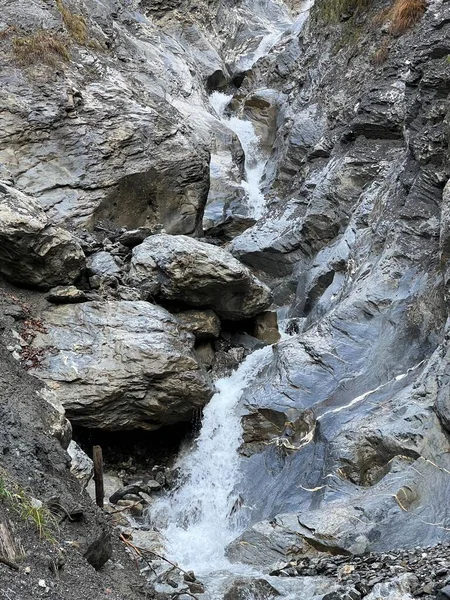 Водопады Альпийской Реке Теллербах Долине Кальфейсенталь Тектонической Арене Всемирного Наследия — стоковое фото