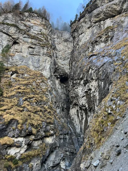 Pequeño Cañón Alpino Salvaje Parlitobel Sobre Embalse Gigerwaldsee Sobre Valle —  Fotos de Stock