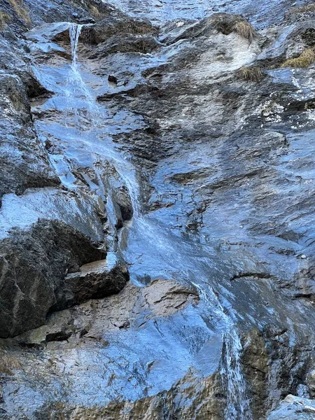 Nameless Waterfalls Cascades Calfeisental Valley Unesco World Heritage Tectonic Arena — Stock Photo, Image