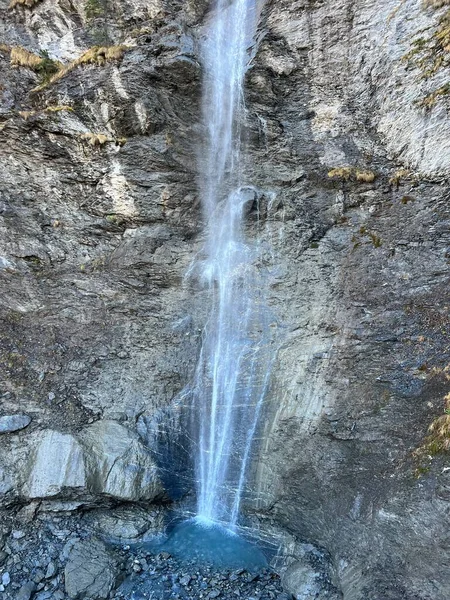 Wasserfälle Schrabach Calfeisental Und Der Unesco Welterbe Tektonikarena Sardona Vaettis — Stockfoto
