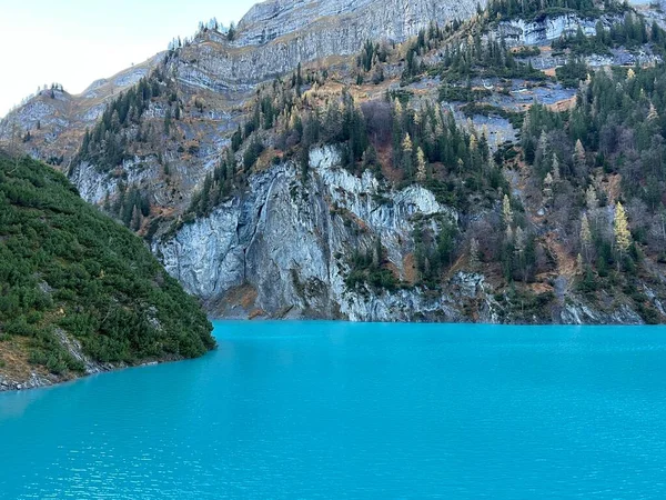 Artificial Lake Gigerwaldsee Reseroir Gigerwald Lake Unesco World Heritage Tectonic — стокове фото