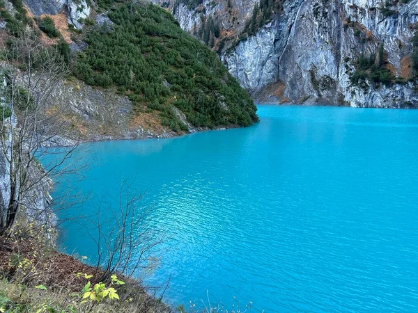 Artificial Lake Gigerwaldsee Reseroir Gigerwald Lake Unesco World Heritage Tectonic — стокове фото
