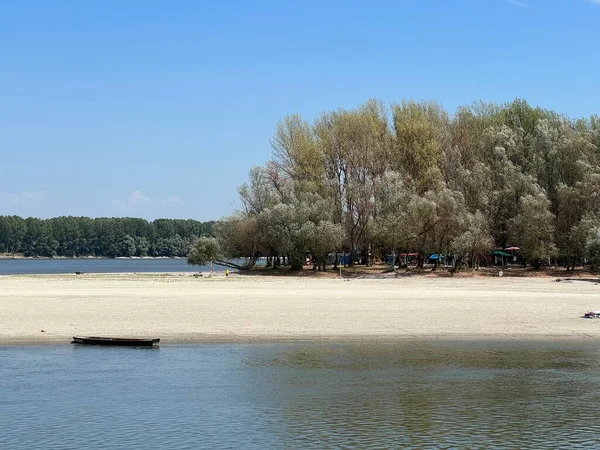 Donau Med Sandbarer Bredvid Den Arkeologiska Platsen Vucedol Den Stora — Stockfoto