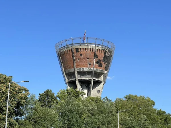 Monumen Peringatan Menara Air Vukovar Simbol Persatuan Kroasia Kroasia Memorijalni Stok Gambar