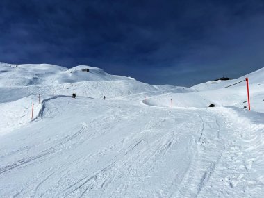 Amazing sport-recreational snowy winter tracks for skiing and snowboarding in the alpine Swiss tourist resort of Arosa - Canton of Grisons, Switzerland (Schweiz)