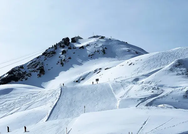 Χιονισμένη Αλπική Κορυφή Weisshorn 2653 Στην Οροσειρά Plessur Alps Plessuralpen — Φωτογραφία Αρχείου
