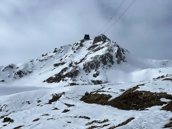 Snow Capped Alpine Peak Weisshorn 2653 Plessur Alps Mountain Range — Foto de Stock