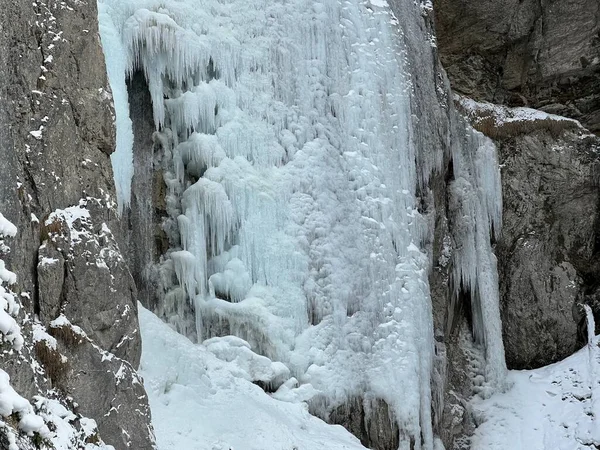 Tiejerbach Eisfall Або Tiejer Creek Icefall Крижаний Водоспад Річці Tiejer — стокове фото