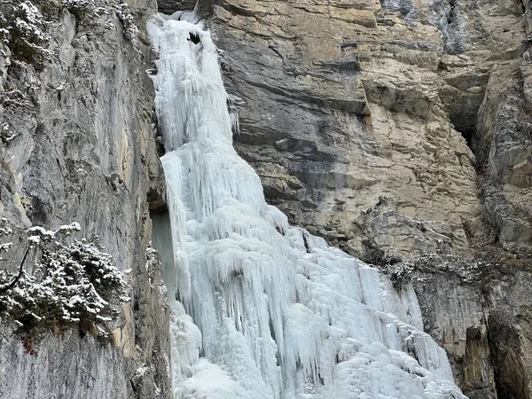 Tiejerbach Eisfall Або Tiejer Creek Icefall Крижаний Водоспад Річці Tiejer — стокове фото