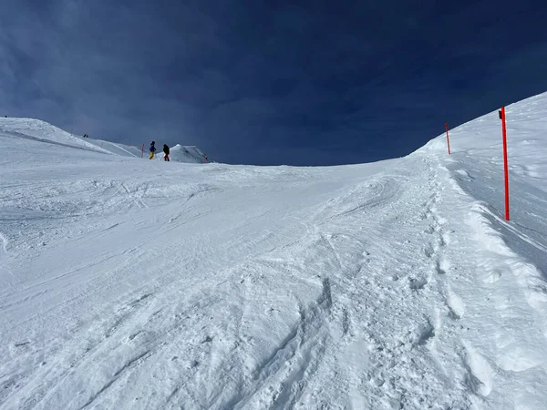 Geweldige Sport Recreatieve Besneeuwde Winterpaden Voor Skiën Snowboarden Alpen Zwitserse — Stockfoto