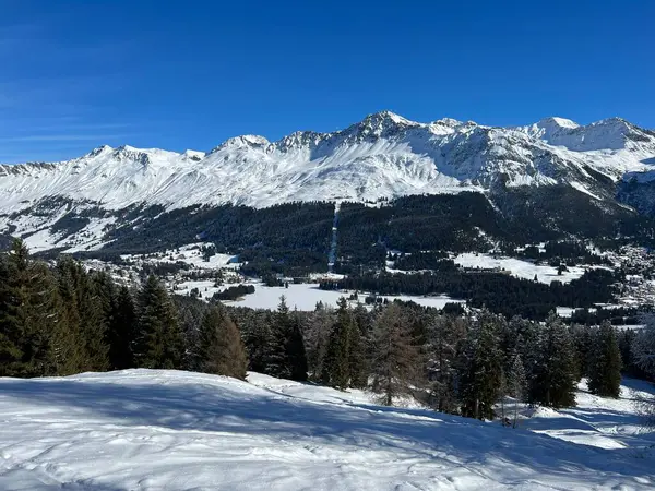 Fairytale Winter Atmosphere Magnificent Panorama Mountine Tourist Resorts Valbella Lenzerheide — Zdjęcie stockowe