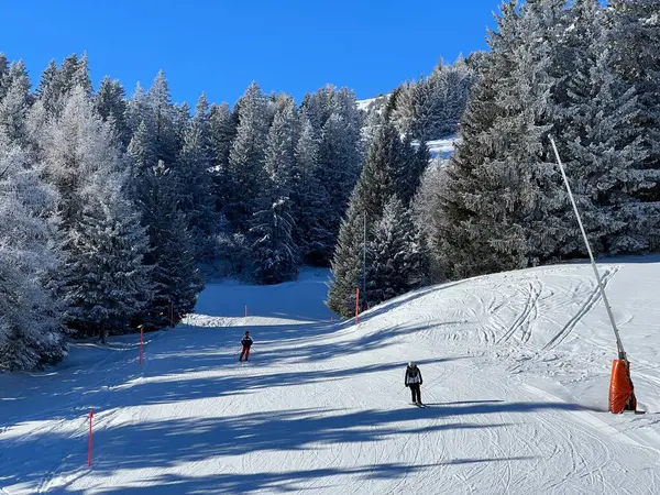 Increíbles Pistas Invierno Nevadas Deportivas Recreativas Para Esquí Snowboard Zona — Foto de Stock