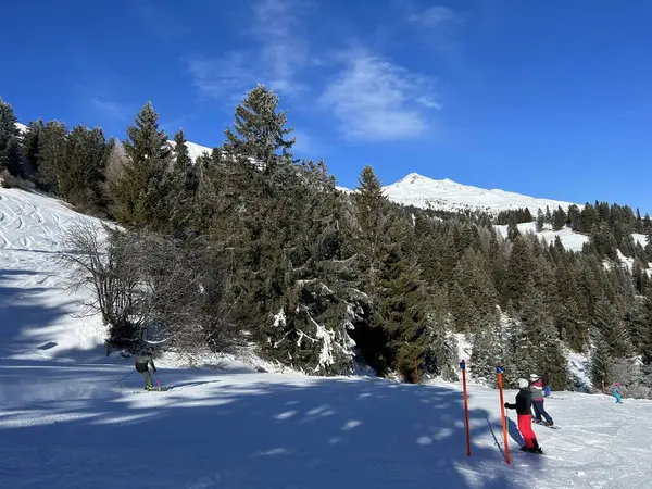 Fantastiska Sport Rekreation Snöiga Vinterspår För Skidåkning Och Snowboard Området — Stockfoto