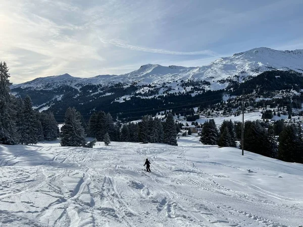 Incríveis Pistas Inverno Nevado Esporte Recreativo Para Esqui Snowboard Área — Fotografia de Stock