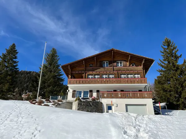 Swiss Alpine Holiday Homes Mountain Villas Holiday Apartments Winter Ambience — Foto de Stock