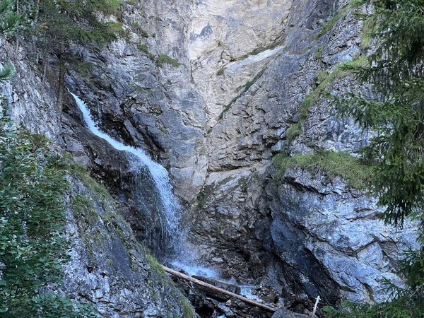 SelabachストリームまたはSelabach滝の滝 Selabachfall Alvaneu Bad Alvagni Bogn Canton Grisons Switzerland カントン — ストック写真