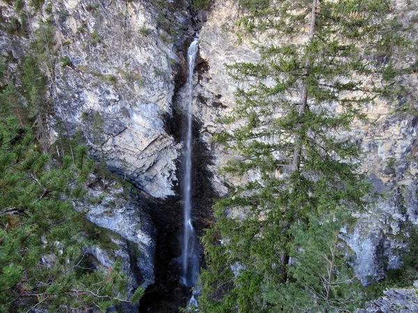 Cachoeira Córrego Selabach Cachoeira Selabach Selabachfall Alvaneu Bad Alvagni Bogn — Fotografia de Stock