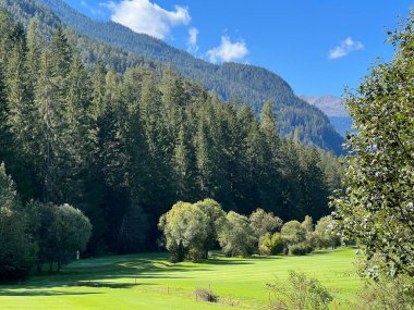 Albula ya da Alvra nehir vadisindeki dağların yamaçlarında ve İsviçre 'nin Grison Kantonu' nda (Kanton Graubuenden, Schweiz)
