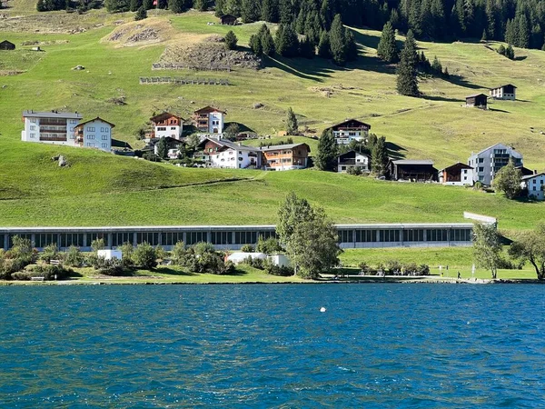 Slavné Švýcarské Horské Jezero Davos Pro Sport Relaxaci Srdci Alp — Stock fotografie