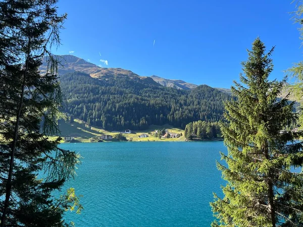 Famoso Lago Svizzero Montagna Davos Sport Relax Nel Cuore Delle — Foto Stock