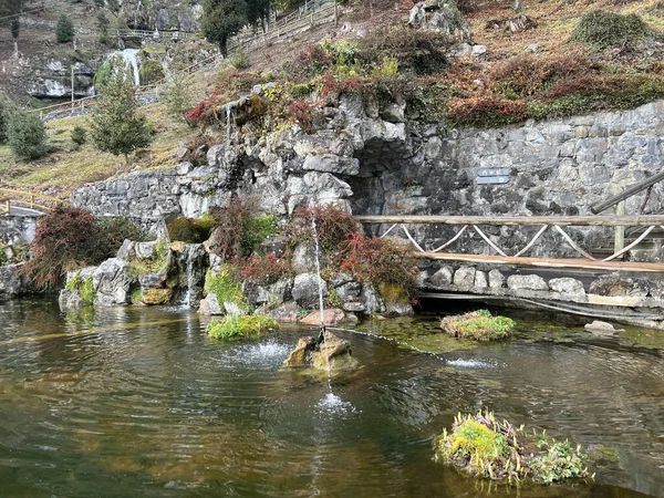 stock image Access path along the Waterfalls to the St. Beatus Caves (Zugangsweg entlang der Wasserfaelle zu den St. Beatus-Hohlen oder St. Beatus-Hoehlen), Interlaken - Canton of Bern, Switzerland (Schweiz)