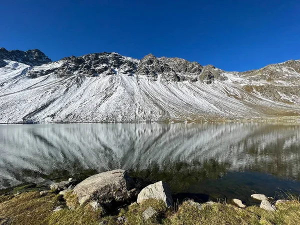 Υψηλή Αλπική Λίμνη Lai Scotta Λίμνη Schottensee Schotten Στην Ελβετική — Φωτογραφία Αρχείου